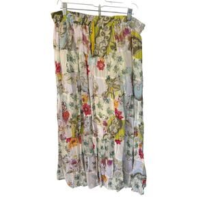 Floral Prairie Tiered Midi Skirt Bohemian Spring Fairy Flowy Gauzy Ethereal